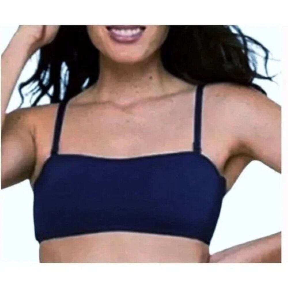 Andie Bikini Top Navy Bralette Style Adjustable Straps XL NWT